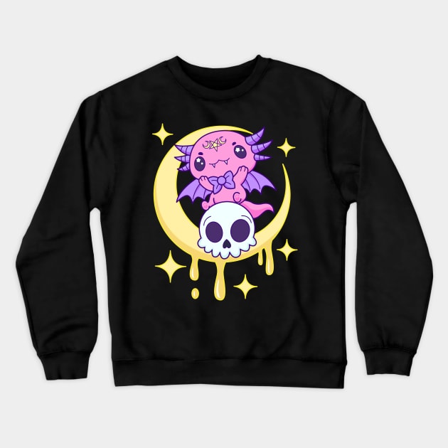 Axolotl Gothic Kawaii Pastel Goth Crewneck Sweatshirt by HollyDuck